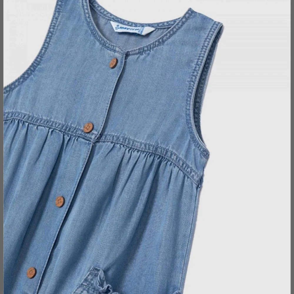 Mayoral Blue Denim Sleeveless Romper - Picture 3 of 9